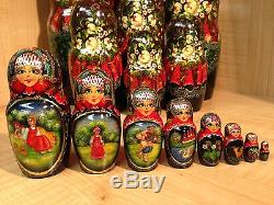 RUSSIAN COUNTRY SCENES by STEPKAEVA RUSSIAN MATRYOSHKA NESTING DOLL 12 3/4 15pc