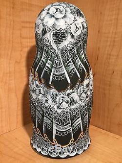 RUSSIAN MATRYOSHKA HI-END NESTING DOLL by E. FILATOVA GREEN 7pcs NEW EXTRA RARE