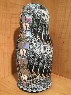 RUSSIAN MATRYOSHKA HI-END NESTING DOLL by E. FILATOVA GREEN 7pcs NEW EXTRA RARE