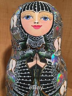 RUSSIAN MATRYOSHKA HI-END NESTING DOLL by E. FILATOVA GREEN 7pcs NEW EXTRA RARE
