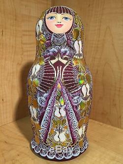 RUSSIAN MATRYOSHKA HI-END NESTING DOLL by E. FILATOVA PURPLE 7pcs NEW EXTRA RARE