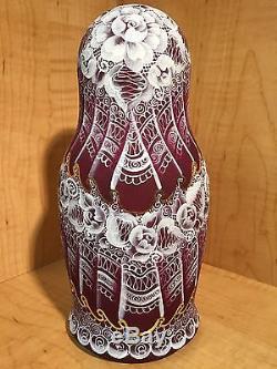 RUSSIAN MATRYOSHKA HI-END NESTING DOLL by E. FILATOVA PURPLE 7pcs NEW EXTRA RARE