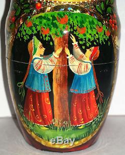 RUSSIAN NESTING DOLLS Fairytales Bright Festive w Gold Paint High Quality NEW