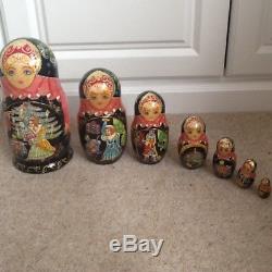 RUSSIAN NESTING DOLLS. Genuine Russian signed dolls