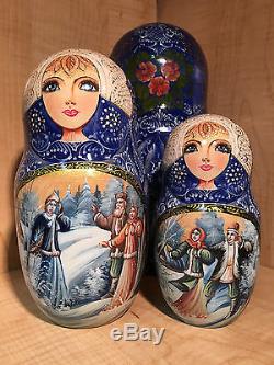 RUSSIAN TROIKA HORSES by TRIFONOV RUSSIAN MATRYOSHKA NESTING DOLL 11 10pc NEW