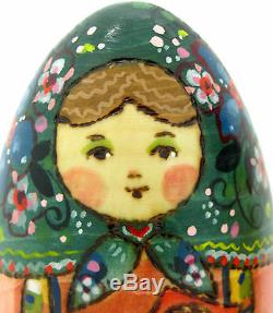 RYABOVA EGG Martryoshka Genuine Russian nesting dolls 5 HAND PAINTED Teddy TOYS