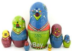 RYABOVA Large Martryoshka & Chicken Genuine Russian nesting dolls 7 HAND PAINTED