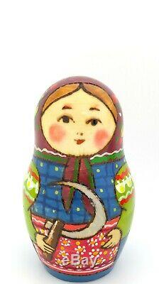 RYABOVA Large Martryoshka & Chicken Genuine Russian nesting dolls 7 HAND PAINTED