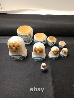 R. Ceprueb Nocag Hand Painted Signed Russian Nesting Dolls 5 Piece 6