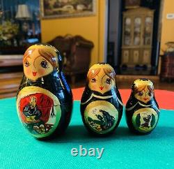 Rare 10 pieces Matryoshka 1994 Russian Nesting Dolls Fairy Tales, Signed