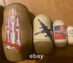 Rare JFK Fidel Castro Rockets Hand Numbered Authentic Russian Nesting Dolls