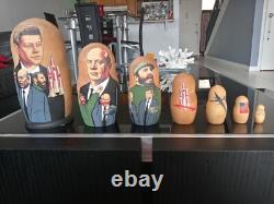 Rare JFK/Fidel Castro/Russia Hand-numbered Authentic Russian Nesting Dolls