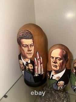 Rare JFK/Fidel Castro/Russia Hand-numbered Authentic Russian Nesting Dolls