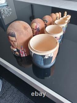 Rare JFK/Fidel Castro/Russia Hand-numbered Authentic Russian Nesting Dolls