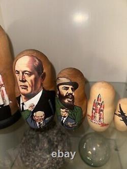 Rare JFK/Fidel Castro/Russia Hand-numbered Authentic Russian Nesting Dolls