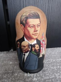 Rare JFK/Fidel Castro/Russia Hand-numbered Authentic Russian Nesting Dolls