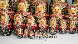 Rare Large Russian Handmade Nesting Doll 30 Pcs Matryoshka Matrioshka Babushka