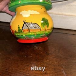 Rare Mushroom Shaped Fairytale Russian Matryoshka Nesting Doll 5 Pce Signed