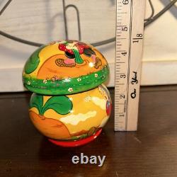 Rare Mushroom Shaped Fairytale Russian Matryoshka Nesting Doll 5 Pce Signed