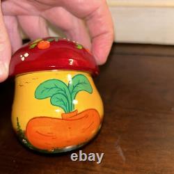 Rare Mushroom Shaped Fairytale Russian Matryoshka Nesting Doll 5 Pce Signed
