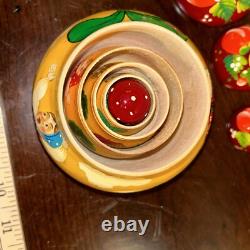 Rare Mushroom Shaped Fairytale Russian Matryoshka Nesting Doll 5 Pce Signed