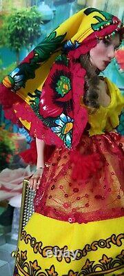 Rare Ooak Russian Art Bjd Doll 15 Dressed In Bohemian Outfit