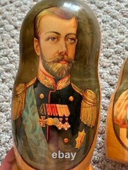 Rare Romanov Family Matryoshka Dolls Russian Nesting Nicholas Anastasia Signed