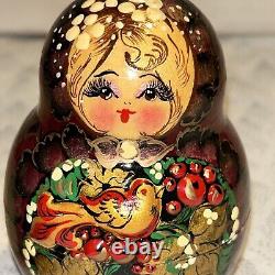 Rare Russian French Hen Embossed Matryoshka Nesting Doll 9 Pce