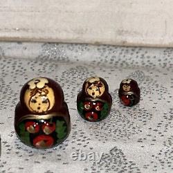 Rare Russian French Hen Embossed Matryoshka Nesting Doll 9 Pce