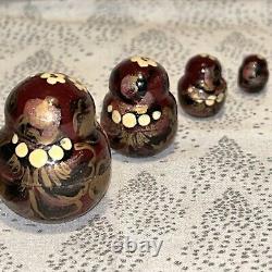 Rare Russian French Hen Embossed Matryoshka Nesting Doll 9 Pce