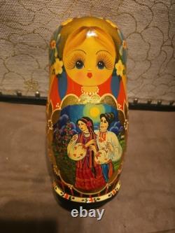 Rare Russian Hand Painted 10 Pieces Nesting 10 Dolls