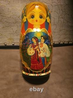 Rare Russian Hand Painted 10 Pieces Nesting 10 Dolls