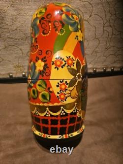 Rare Russian Hand Painted 10 Pieces Nesting 10 Dolls