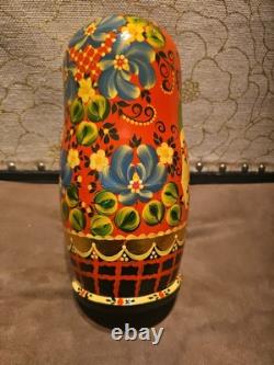 Rare Russian Hand Painted 10 Pieces Nesting 10 Dolls