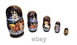 Rare Russian Nesting DOLL Hand Painted Matryoshka Signed set of 5