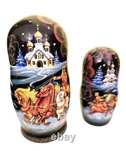 Rare Russian Nesting DOLL Hand Painted Matryoshka Signed set of 5