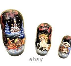 Rare Russian Nesting DOLL Hand Painted Matryoshka Signed set of 5