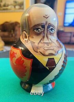 Rare Russian President Nesting Dolls Vintage Set 10 Soviet Leaders Matryoshka