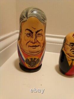 Rare Russian President Nesting Dolls Vintage Set 5 Soviet Leaders