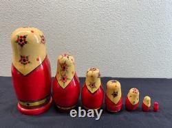 Rare Soviet Era USSR Matryoshka 7 Nesting Dolls with Original Factory Sticker