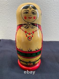 Rare Soviet Era USSR Matryoshka 7 Nesting Dolls with Original Factory Sticker