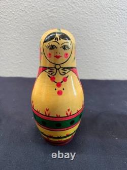 Rare Soviet Era USSR Matryoshka 7 Nesting Dolls with Original Factory Sticker