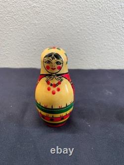 Rare Soviet Era USSR Matryoshka 7 Nesting Dolls with Original Factory Sticker