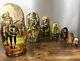 Rare Viking Tale Hand Painted Russian Nesting Doll Signed 7 Pce Set
