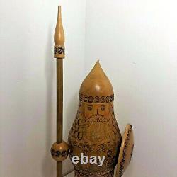 Rare viking Russian doll style warrior bottle holder fab 16inch (C5)