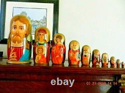 Religious Icons, Russian Matryoshka Nesting Dolls, 10 Pieces, 10 1/2