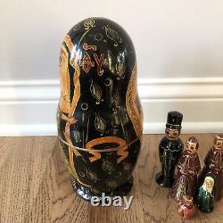 Religious Mother Mary Matryoshka -Not Nesting -5 Religious Figures Inside Signed