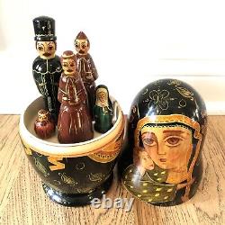 Religious Mother Mary Matryoshka -Not Nesting -5 Religious Figures Inside Signed