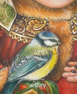 RolyPoly. 13cm. Russian Old Noble Dress and Blue Tit by Lida-Studio