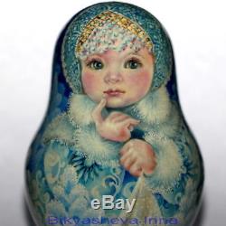 Roly poly author doll Russian matryoshka Snow Maiden Christmas Girl no nesting